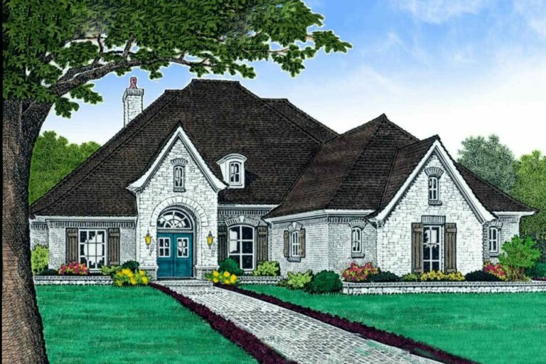 Luxurious 2-Story 5-Bedroom French Country Home with Bonus Playroom and 3-Car Garage (Floor Plan)