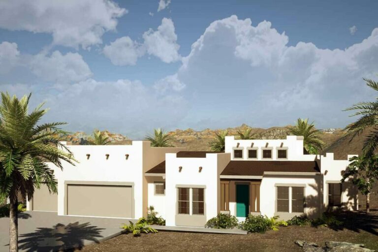4-Bedroom 1-Story Santa Fe Style Home With a Spacious Study (Floor Plan)