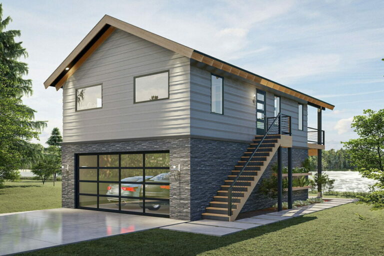 2-Bedroom 2-Story Rustic Garage Apartment with Open-Concept Living (Floor Plan)
