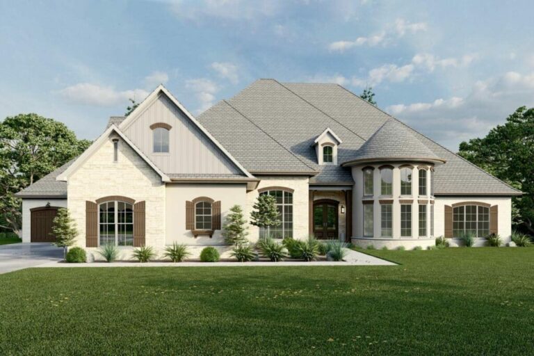 7-Bedroom Double-Story French Country House with Luxurious In-Law Suite (Floor Plan)