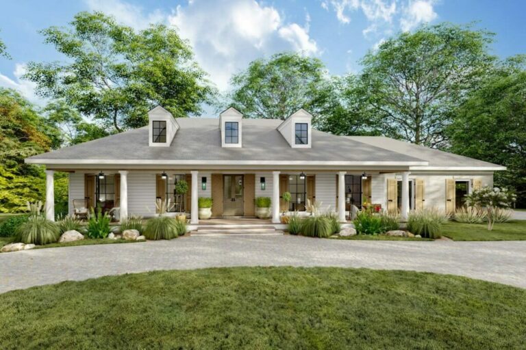 Traditional Southern-Style 3-Bedroom 1-Story Home with Massive 2-Car Garage (Floor Plan)