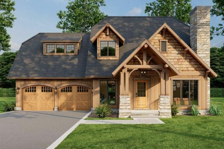 3-Bedroom 2-Story Rustic Exterior House with Bonus Expansion Space (Floor Plan)