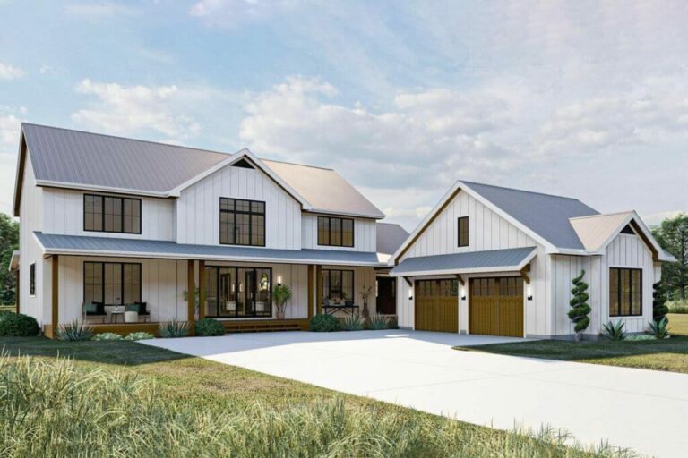 2-Story, 5-Bedroom Modern Farmhouse with Dogtrot Feature (Floor Plan)