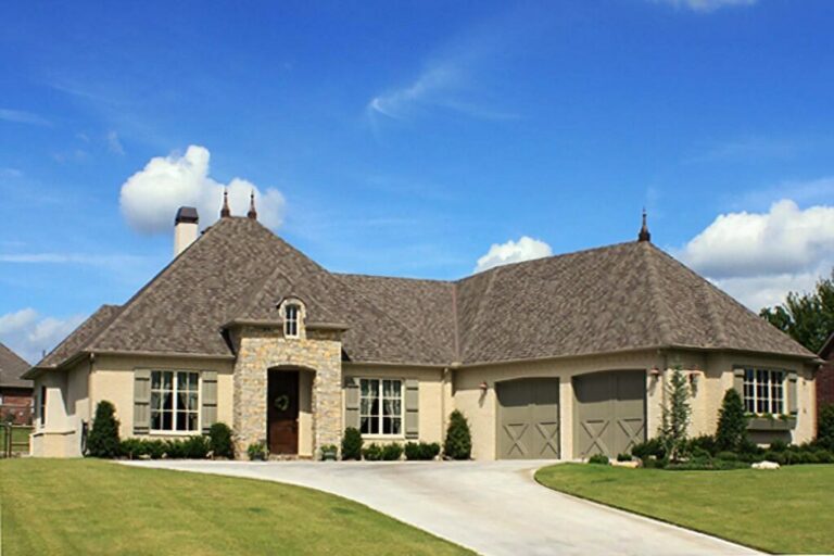 3-Bedroom 1-Story French Country Home With a Stylish Angled Garage (Floor Plan)