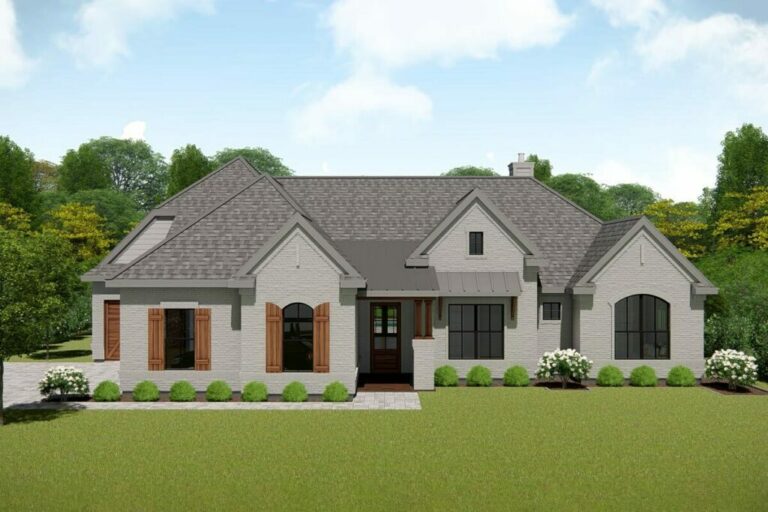 New American Ranch 4-Bedroom 1-Story Home With Private Media Room (Floor Plan)
