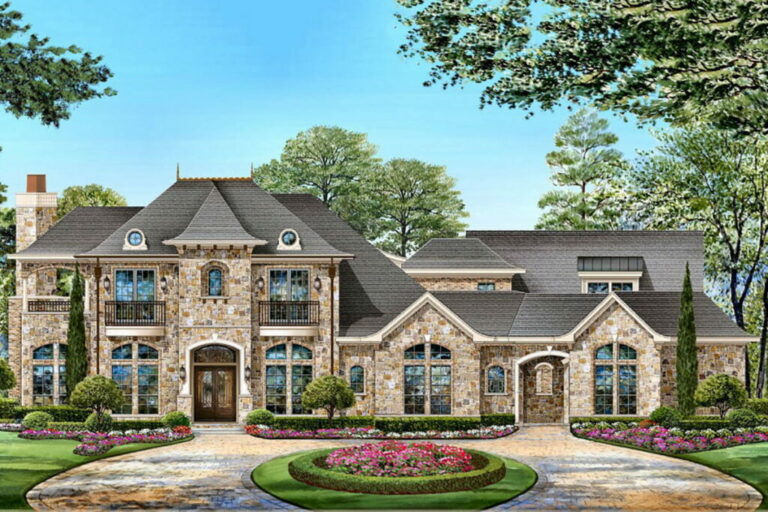 4-Bedroom 2-Story Luxury French Country Home with Deluxe 6 Car Garage (Floor Plan)