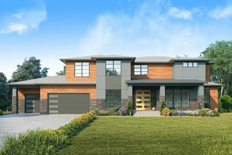 5-Bedroom 2-Story Contemporary Northwest Home with Dual Master Suites (Floor Plan)