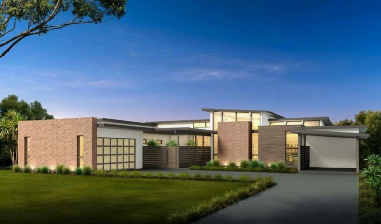3-Bedroom One-Story Mid-Century Modern House with Private Courtyard (Floor Plan)