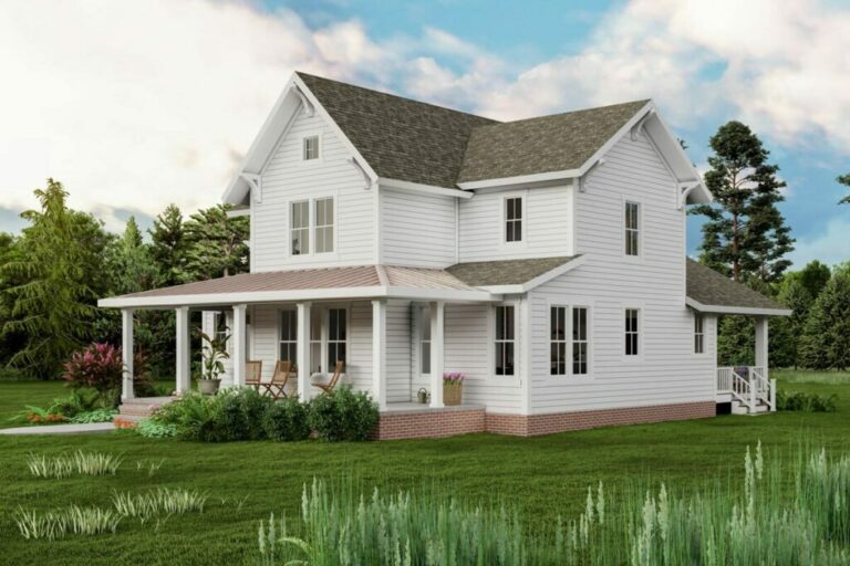 4-Bedroom 2-Story Farmhouse with Main Floor Work-From-Home Space and Upstairs Playroom (Floor Plan)