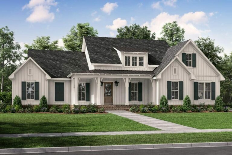 3-Bedroom 1-Story Country Farmhouse with Bonus Room Over The Garage (Floor Plan)