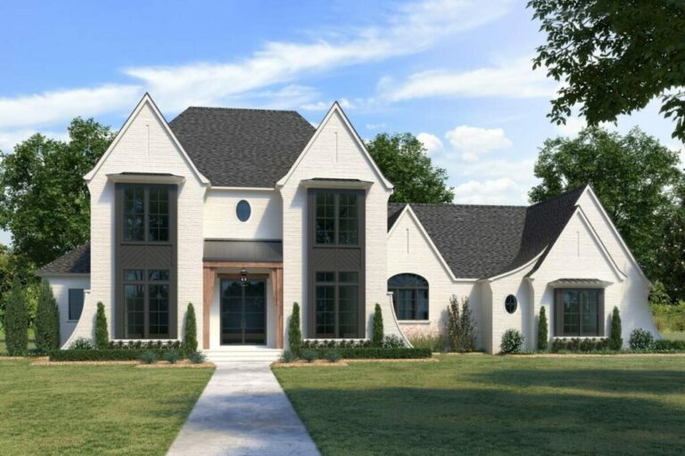 4-Bedroom 2-Story Transitional House With Home Office and 2-Story Family Room (Floor Plan)