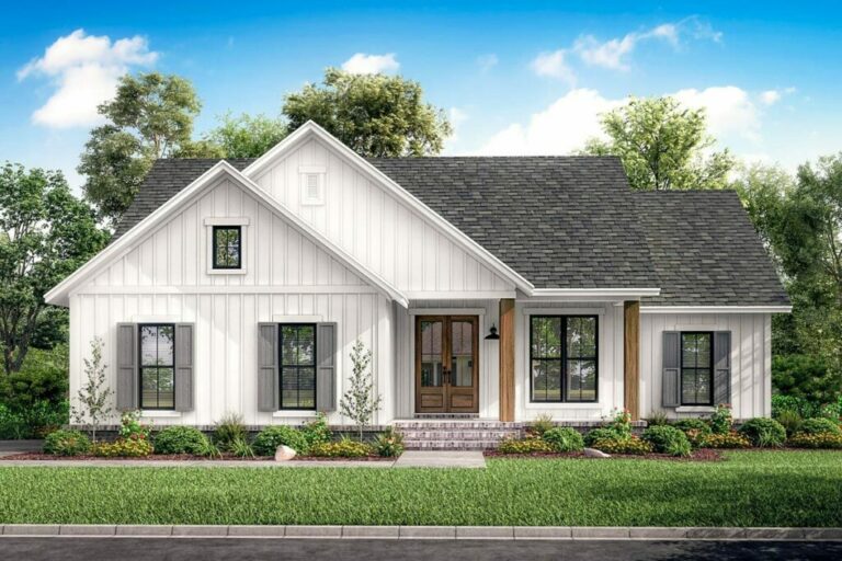 Single-Story 3-Bedroom New American Ranch with Rustic Timber Accents (Floor Plan)